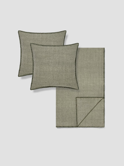 Fern Green Herringbone Wool Home Bundle