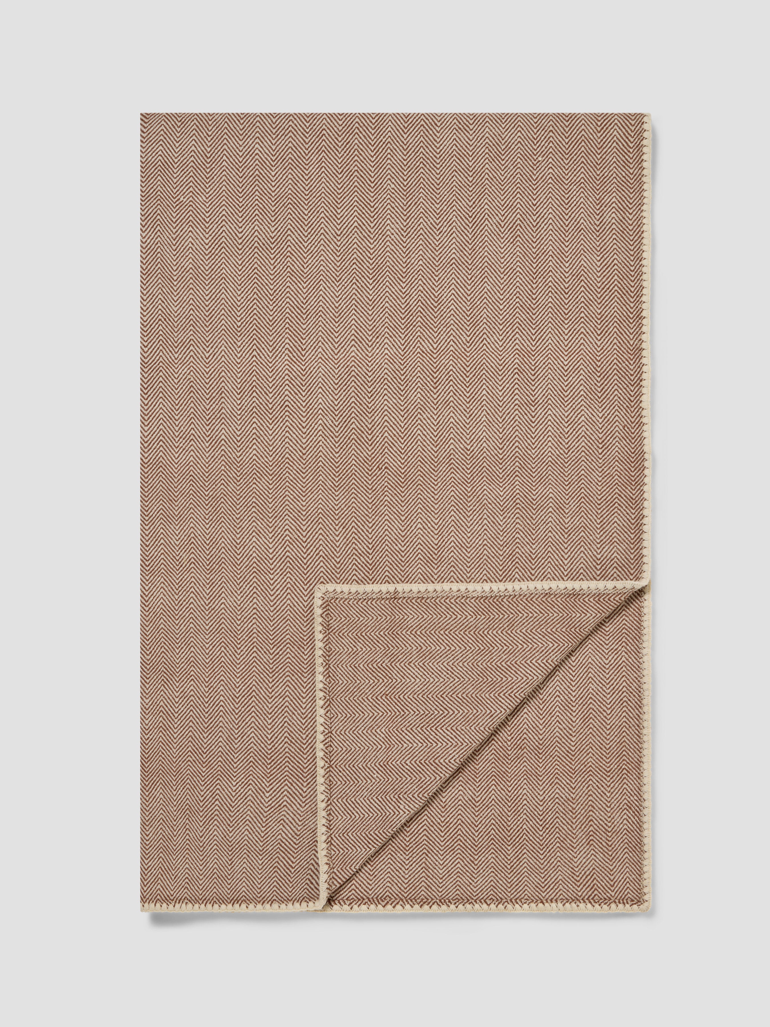 Mocha Herringbone Wool Blanket