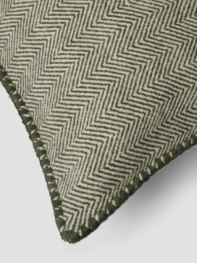 Fern Green Herringbone Wool Rectangle Cushion Cover