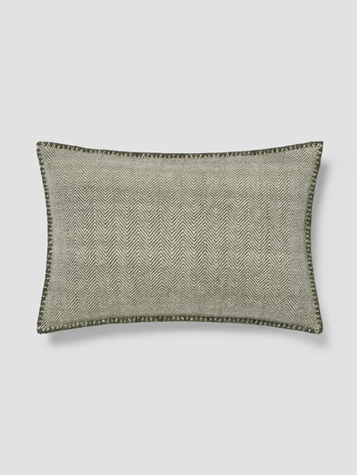 Fern Green Herringbone Wool Rectangle Cushion Cover