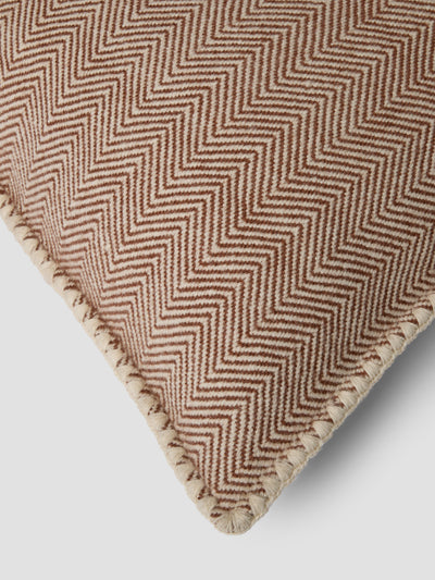 Mocha Herringbone Wool Square Cushion Cover - alternate image