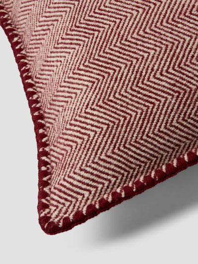 Rhubarb Herringbone Wool Square Cushion Cover - alternate image