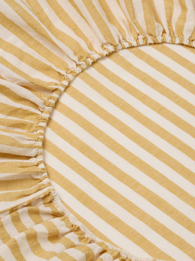 Honey Pembroke Stripe Linen Blend Fitted Sheet - alternate image