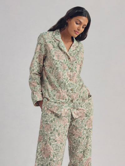 Soft Sage Honeysuckle Cotton Pajama Set