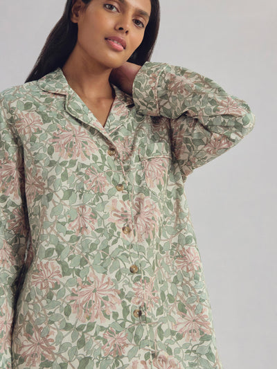 Soft Sage Honeysuckle Cotton Pajama Set
