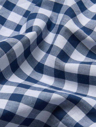 Indigo Small Gingham Cotton Fitted Sheet