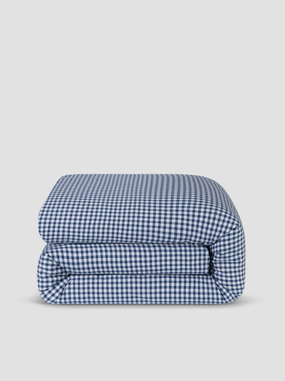Indigo Small Gingham Cotton Duvet Cover - alternate image