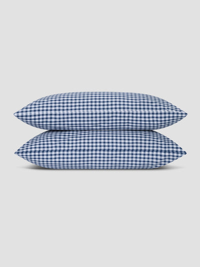 Indigo Small Gingham Cotton Pillowcases (Pair) - alternate image