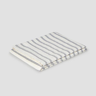 Ivory Kemptown Stripe 100% Linen Flat Sheet