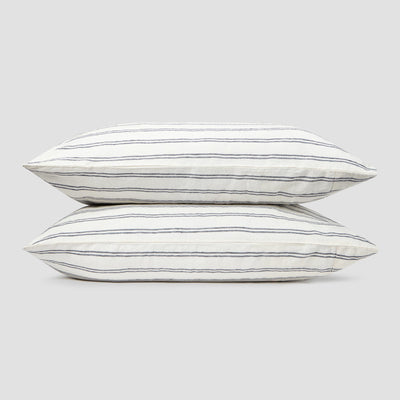 Ivory Kemptown Stripe 100% Linen Pillowcase (Pair)