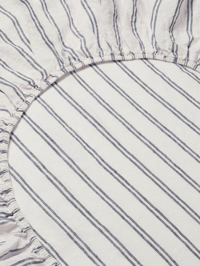 Ivory Kemptown Stripe Linen Blend Fitted Sheet - alternate image