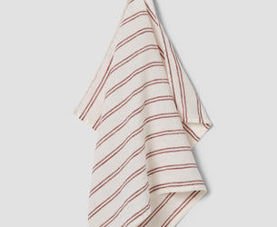 Rhubarb Kemptown Stripe Linen Blend Tea Towel - Piglet in Bed US