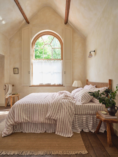 Rhubarb Kemptown Stripe Linen Blend Duvet Cover