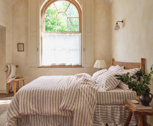 Rhubarb Kemptown Stripe Linen Blend Duvet Cover