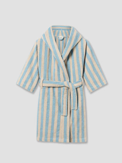 Coastal Blue Pembroke Stripe Kids Pembroke Stripe Cotton Robe - Piglet in Bed US