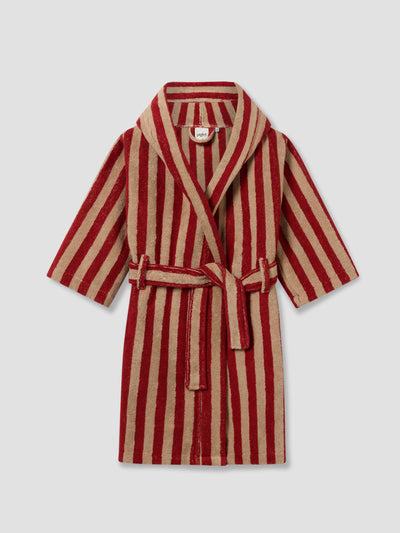 Sandstone Red Kids Pembroke Stripe Cotton Robe