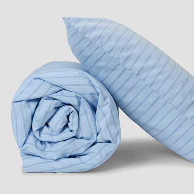 Pale Blue Favorite Shirt Stripe Kids Cotton Bedding Set