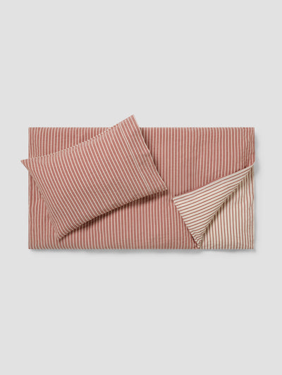 Auburn Red Texture Stripe Cotton Kids Bedding Set