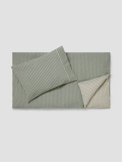 Spruce Green Texture Stripe Cotton Kids Bedding Set