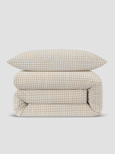 Café au Lait Gingham Kids Cotton Bedding Set - alternate image