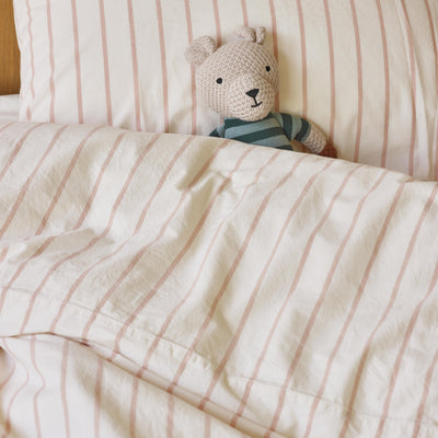 Blush Pink Slumber Stripe Kids Cotton Bedding Set - alternate image