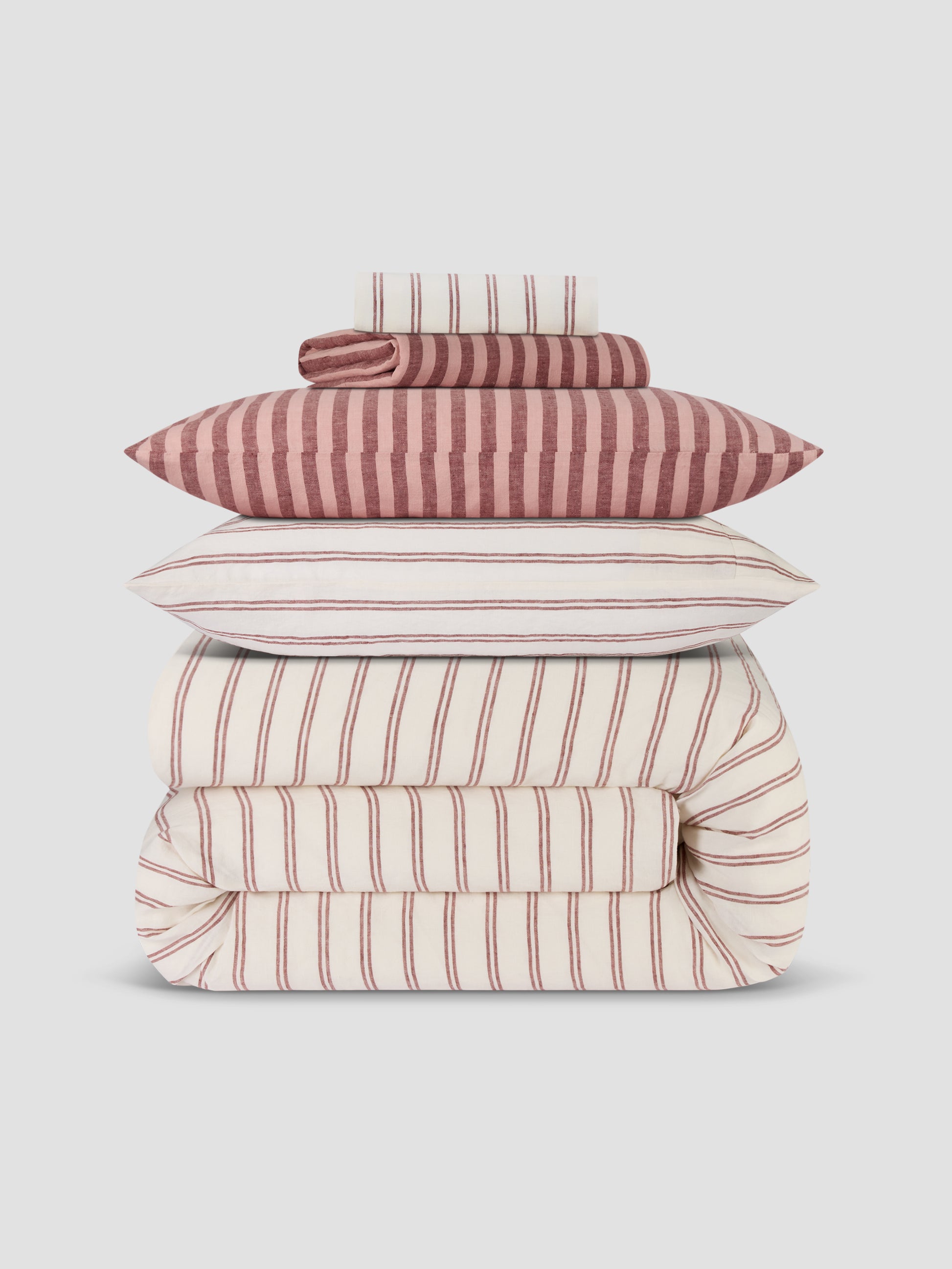 Rhubarb Rose & Kemptown Linen Blend Bedding Set - Piglet in Bed US