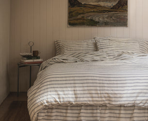 Ivory Kemptown Stripe Linen Blend Duvet Cover