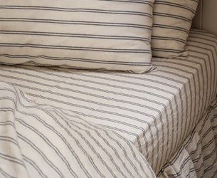 Ivory Kemptown Stripe Linen Blend Fitted Sheet