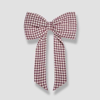 Berry Gingham Linen Bow - alternate image
