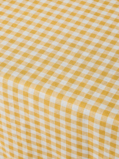 Honey Gingham 100% Linen Tablecloth - alternate image