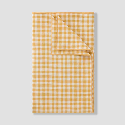 Honey Gingham 100% Linen Tablecloth
