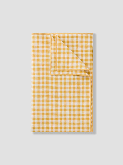 Honey Gingham 100% Linen Tablecloth