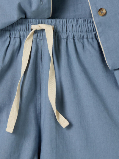 Dusk Blue Linen Blend Pajama Short Set - Piglet in Bed US