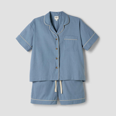 Dusk Blue Linen Blend Pajama Short Set - alternate image