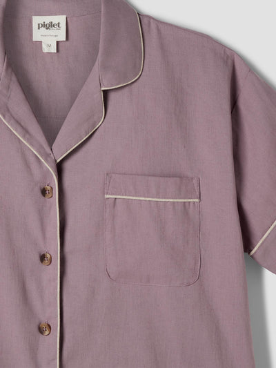 Elderberry Linen Blend Pajama Short Set - alternate image