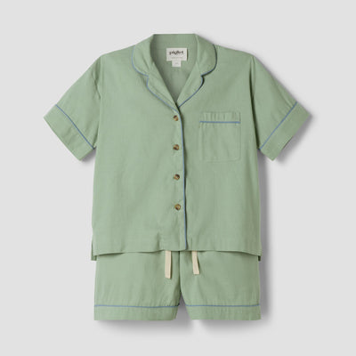 Sage Green Linen Blend Pajama Short Set - alternate image