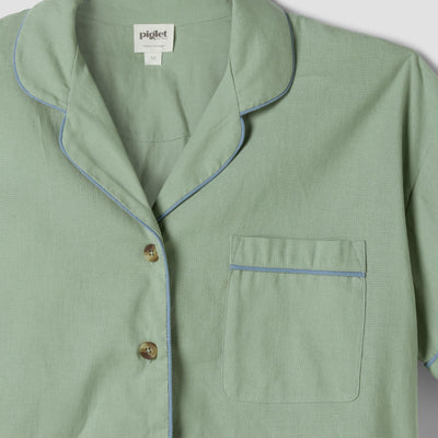 Sage Green Linen Blend Pajama Short Set