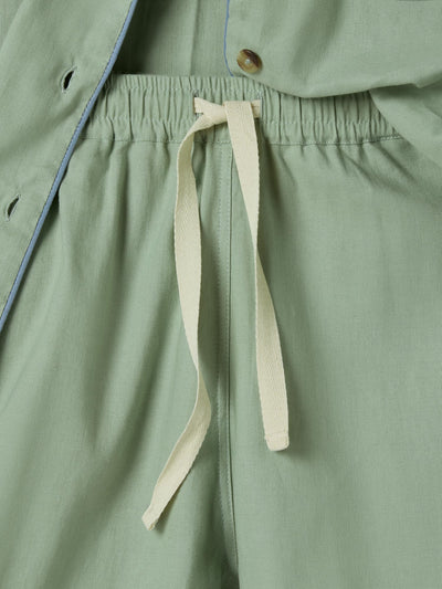 Sage Green Linen Blend Pajama Short Set - Piglet in Bed US