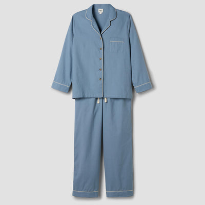 Dusk Blue Linen Blend Pajama Set