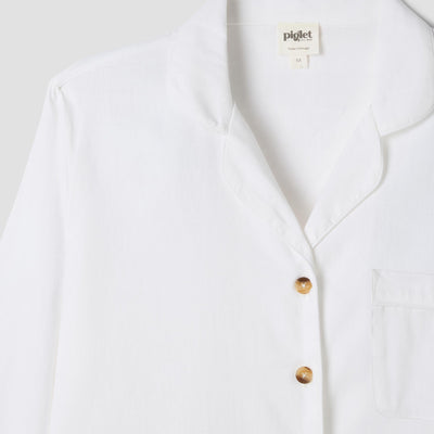 White Linen Blend Pajama Set
