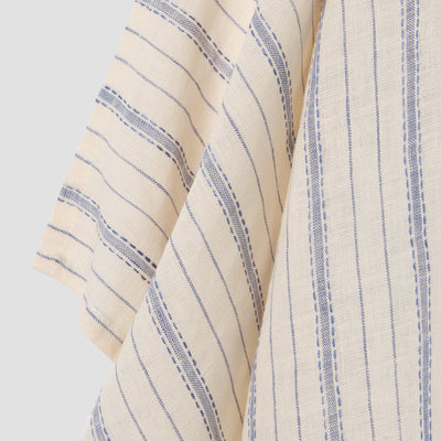 Dusk Blue Ticking Stripe 100% Linen Tea Towel - alternate image
