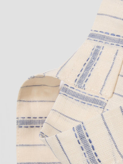 Dusk Blue Ticking Stripe 100% Linen Tote Bag - alternate image