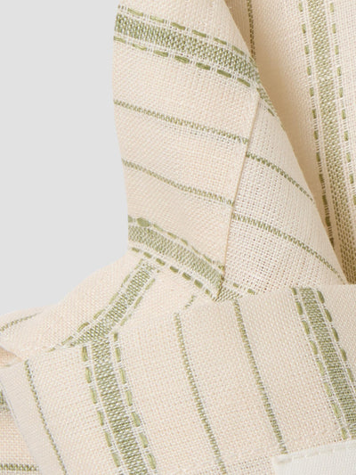 Pear Ticking Stripe 100% Linen Tote Bag - alternate image