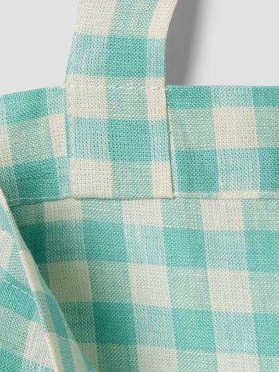 Pistachio Gingham 100% Linen Tote Bag