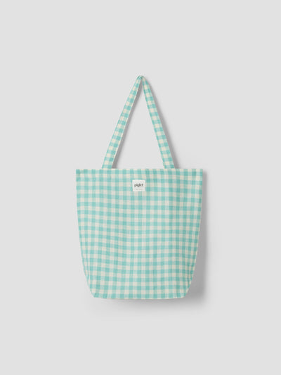 Pistachio Gingham 100% Linen Tote Bag