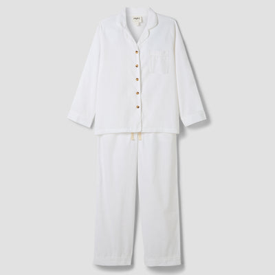 White Linen Blend Pajama Set