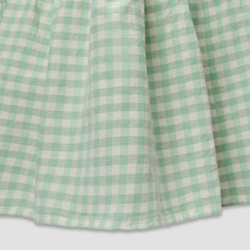 Sage Gingham Linen Blend Bed Skirt