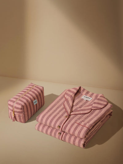 Lovely Linen Striped Pajama Gift Set