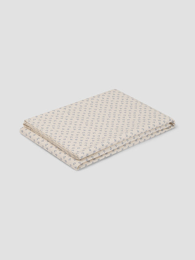 Cove Blue Martha Floral Cotton Flat Sheet