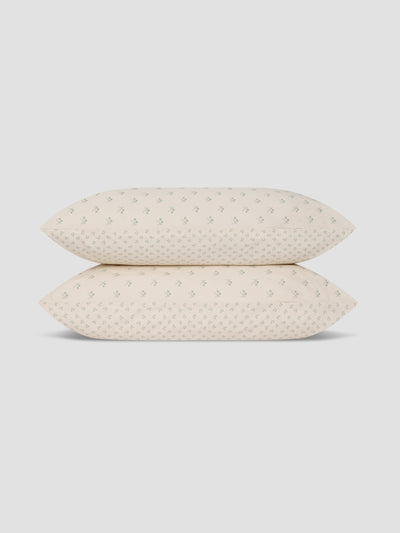 Mellow Green Martha Floral Cotton Pillowcases (Pair) - alternate image